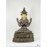 A Bronze Nepalese Sculpture of Avalokiteshvara Shadakshari, cast in 2004,