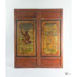 Two Wooden Tibetan Cabinet Doors, c. 20th Century
