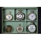  Box with five watches. One of which Chronograph Jaeger, one silver Chronometer Geneve, one gold with...