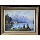 Oil on canvas Lake Sils, signed E. Frei. 48 x 66cm.