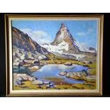 Painting on Pavatex Matterhorn, signed Henri Chàtillon. 49 x 58cm.