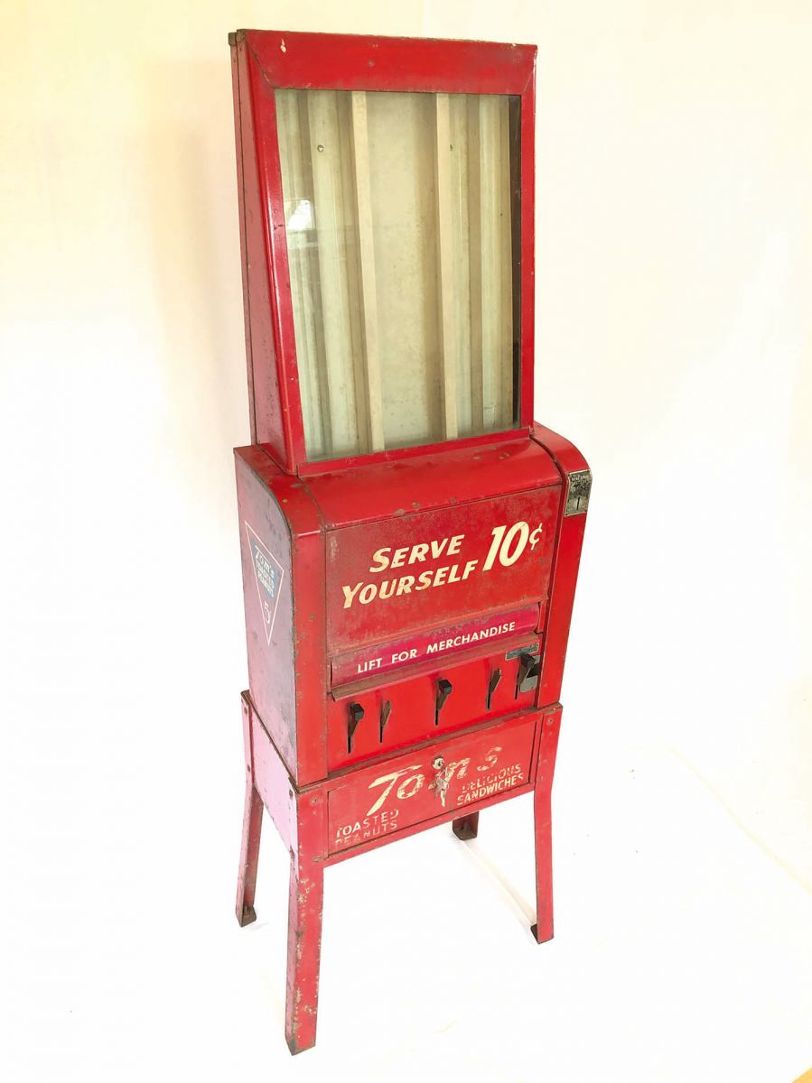 Vintage 10 Cent Toms Peanut and Sandwich Vending Machine