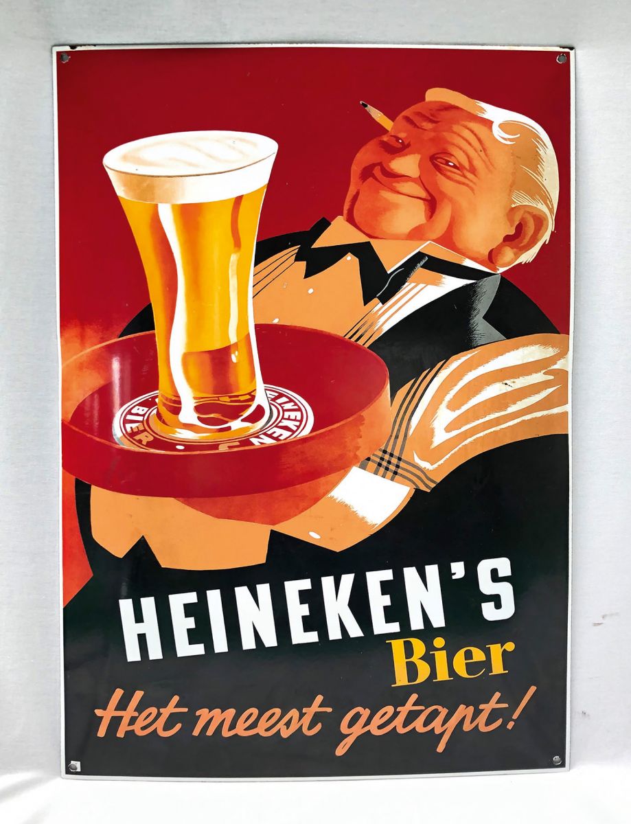 Dutch enamel sign Heinekens bier - het meest getapt