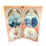 Two Piece Wooden Fairground Panel with Paintings on Linen