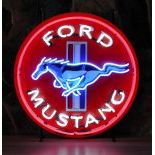 Ford Mustang Logo Neon Sign with Backplate