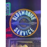 Oldsmobile Service Neon Sign with Backplate