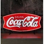 Drink Coca-Cola Fishtail Neon Sign with Backplate
