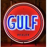 Gulf Dealer Neon Sign with Backplate
