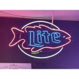 Original 1990s Miller Lite Fish Neon Sign