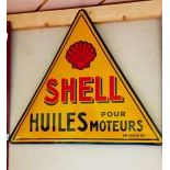 French Shell Engine Oil Enamel Sign