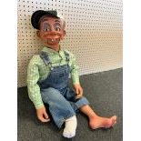 Bucktooth Ventriloquist Dummy in Jeans Overalls
