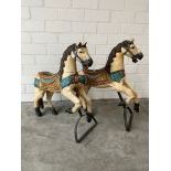 Set of 2 Small Wooden Horses