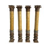 Set of 4 Wooden Pillars from a Carousel or an Organ