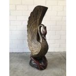 Intricate Wooden Swan Figure