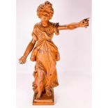 Continental Wood Carving of a Woman ca. 1890-1915