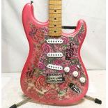Fender Stratocaster Paisley Guitar Signed By Elvis Presleys Band Members