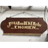 Wooden Jules van der Beken & Sons Advertisement Sign