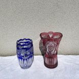 Set of 2 Lausitzer Glas Lead Crystal Hand Cut Vases
