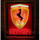 Large Ferrari Logo Neon Sign with Backplate