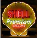 Large Shell Premium Gasoline Logo Neon Sign with Backplate