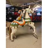 Wooden Carousel Horse with Horse Hair Tail and Removable Ears