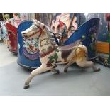 Wooden Carousel Horse with Horse Hair Tail