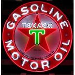 Large Texaco Motor Oil Logo Neon Sign with Backplate