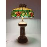 Tiffany Style Desk Lamp with Alabaster Base ca. 1920