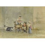 RAUCH, Johann Josef, Children playing with Goats, Watercolour on Paper