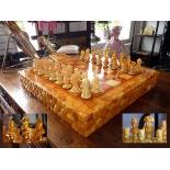 SCHLEGGE, Alfred. Complete Figural Amber Chess Set