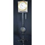 Antique Turret Clock, Iron with Pendulum, France, ca. 1885