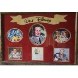 Walt Disney (1901 - 1966). Autograph wih dedication, 3 photos and pictures of scenes of 