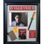 Valkyrie Memorabilia Collage with the original autographs of the actors and Tom Cruise together with a bomb dummy and a replica of a NS-dagger
