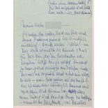 Romy Schneider (1938 – 1982). Original handwritten personal letter to a good friend of hers. Written in a Lufthansa plane