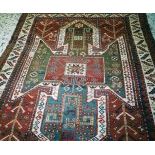 Rare Sewan Kazak, antique carpet from the end of 19th century AD