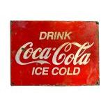 Vintage Coca-Cola Drink Ice Cold Enamel Sign