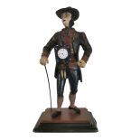 Black Forest Clock Seller, Cast Iron, Reproduction.