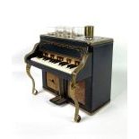 Vintage Piano Shaped Music Box & Decanter Set
