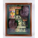 1955-1960 Boxing Memorabilia Shadow Box with Gloves