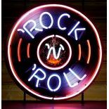 Rock n Roll Vinyl Record Neon Sign with Backplate