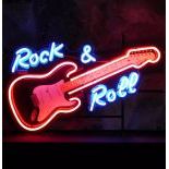 Rock & Roll Fender Guitar Neon Sign with Backplate