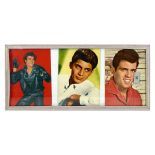 Framed Lot of 3 Postcards - Elvis, Paul Anka, Fabian Forte