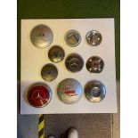 Lot of 10 Different Vintage Hubcaps