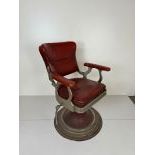 Vintage Red Leather Barber Chair