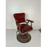 Vintage Red Leather Barber Chair