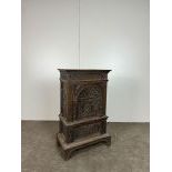 Antique Wooden Slot or Roulette Machine Stand with Shelves and Door