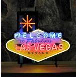 Welcome to Fabulous Las Vegas Neon Sign with Printed Back Plate