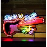 Rock N Roll Fender Guitar Neon Sign with Printed Back Plate