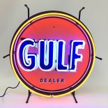 Gulf Dealer Logo Neon Sign with Printed Back Plate