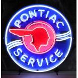 Indian Pontiac Service Neon Sign with Printed Back Plate